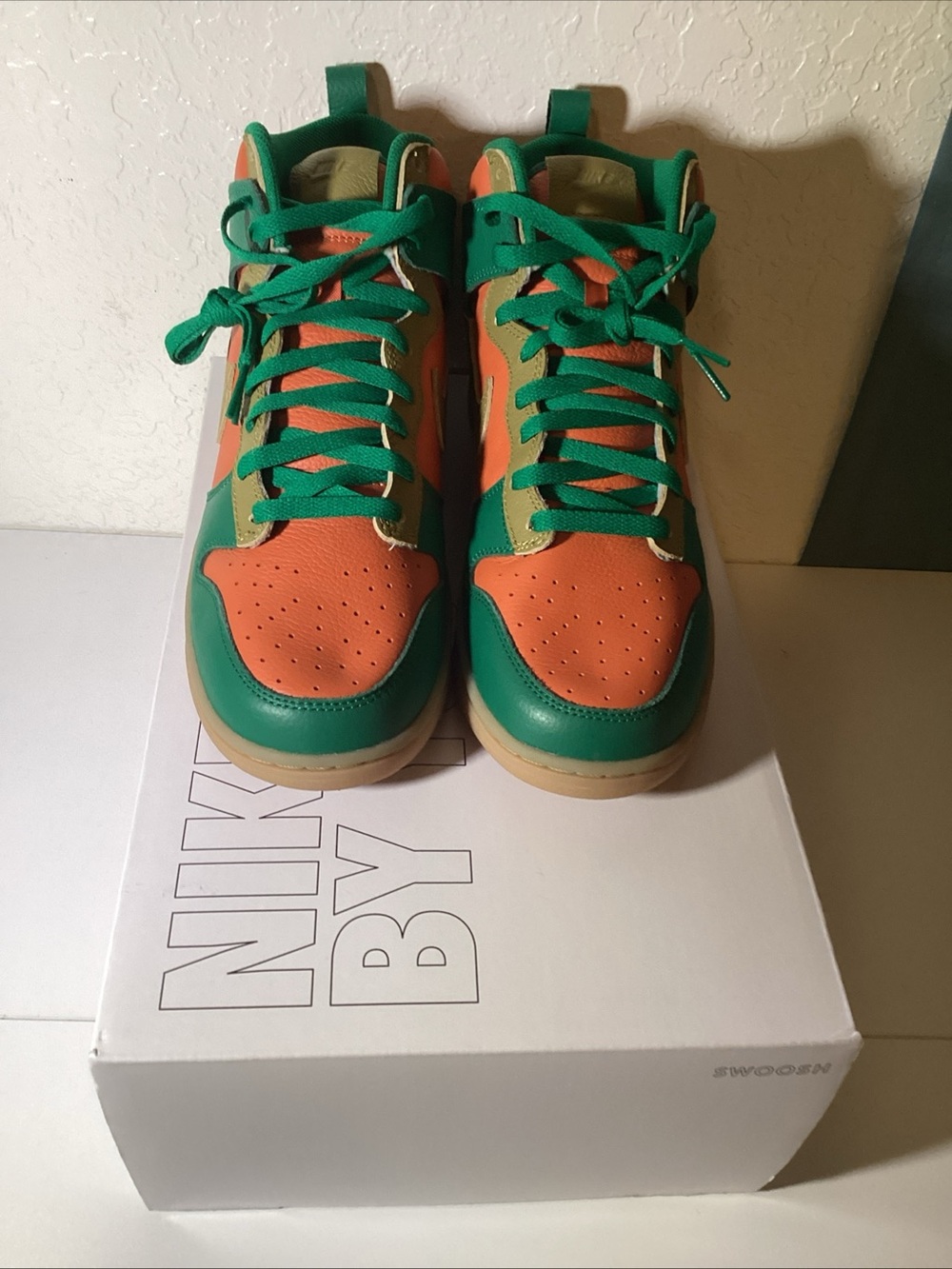 Nike Green and Orange High-Top Athletic Sneakers